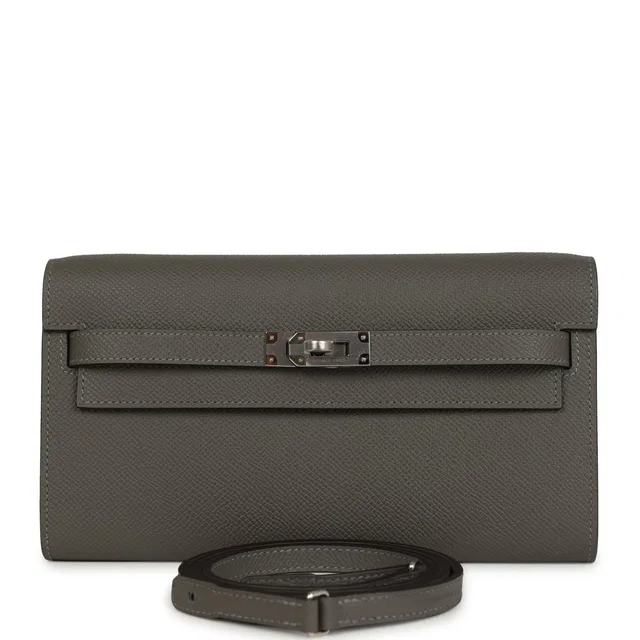 Hermès Kelly Wallet To Go Gris Meyer Epsom Palladium Hardware in Grey Epsom leather from Madison Avenue Couture