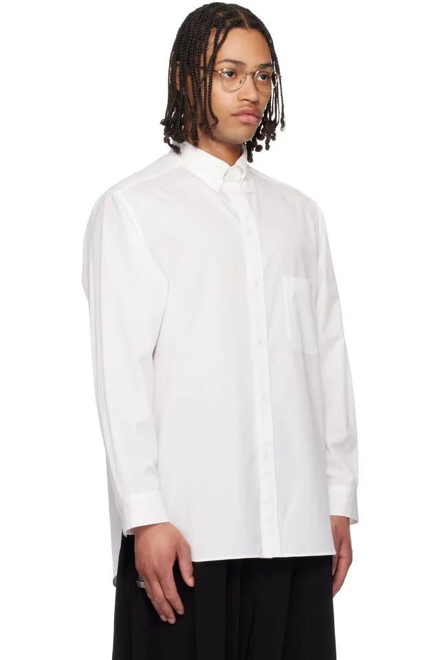 YOHJI YAMAMOTO White Cotton Broad Double Collar Shirt, photo 2 of 4 from SSENSE