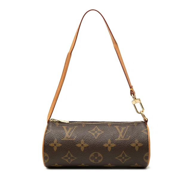 Brown Louis Vuitton Monogram Papillon Pochette Handbag in Brown Coated canvas from Designer Revival