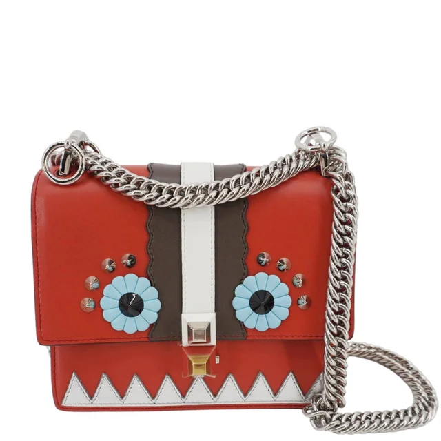 Fendi Studded Kan I Vitello Liberty Lucido Catalan Leather Shoulder Bag Multicolor in Multicolor Leather from Dallas Designer Handbags