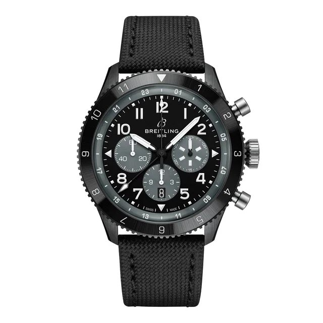 Breitling Super AVI B04 Chronograph GMT Mosquito Night Fighter 46mm Mens Watch Black in black Ceramic from WatchesOfSwitzerland