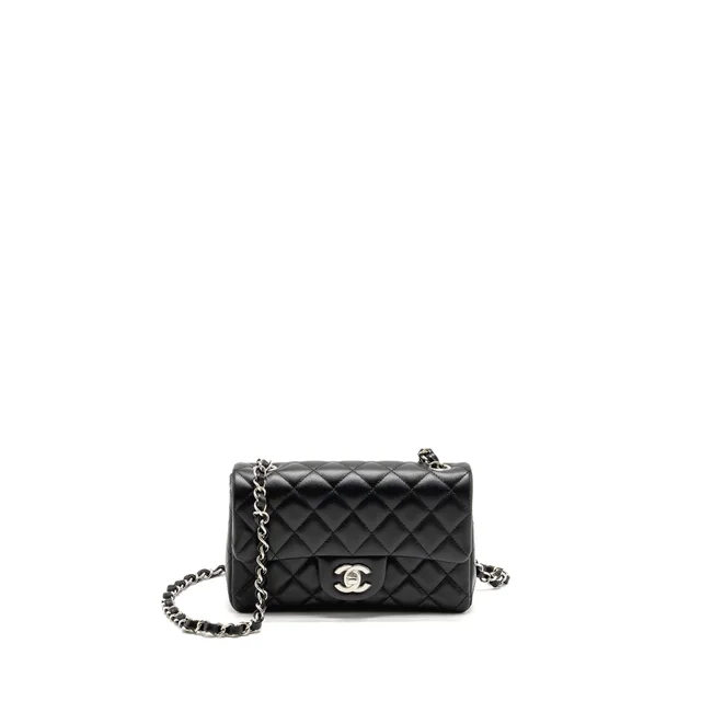 Chanel Mini Rectangular Flap Bag Lambskin Black SHW (microchip) in Black Lambskin from EMIER