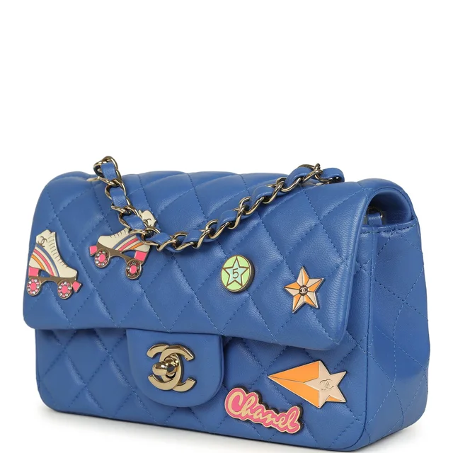 Chanel Mini Rectangular Hollywood Charms Flap Bag Blue Lambskin Light Gold Hardware in Blue Lambskin from Madison Avenue Couture, photo 2 of 2
