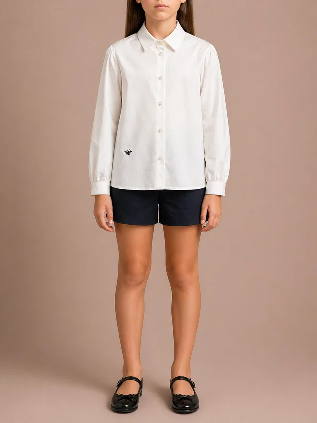 Dior Kids White Long-Sleeve Shirt with Black Bee Detail Size 8 years in Black from Sellier