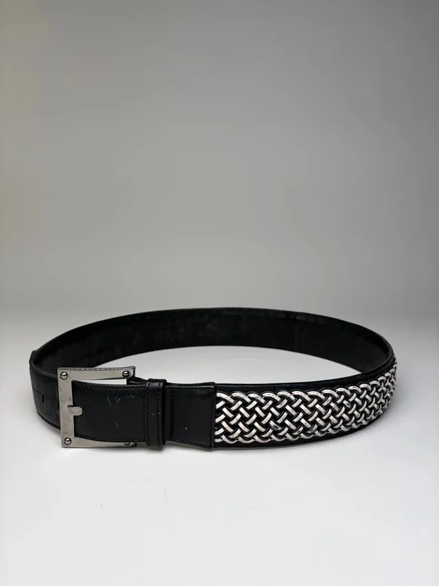 Loewe Vintage Leather Woven Textile Belt Black Silver in black Woven leather from Grailed
