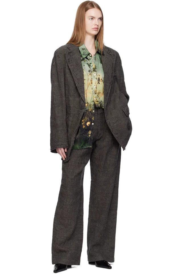 R13 Gray Wide Leg Trousers, photo 4 of 4 from SSENSE