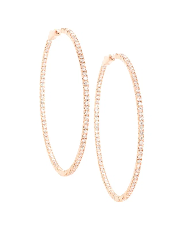 Diana M. Fine Jewelry 14K Rose Gold 3.00 ct. tw. Diamond Hoops, image 1 of 1 from Rue La La