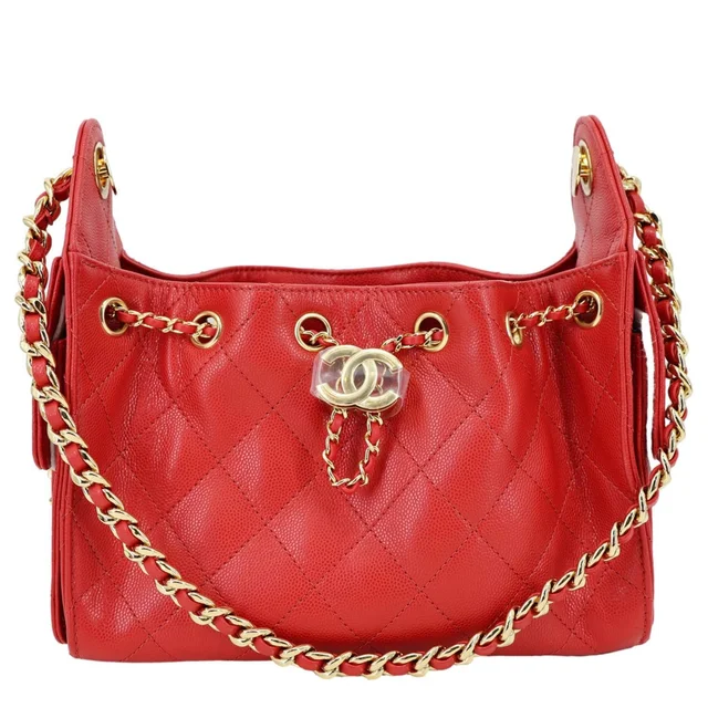 Chanel 25 Mini Quilted Caviar Leather Hobo Bag Red in Red Caviar leather from Dallas Designer Handbags