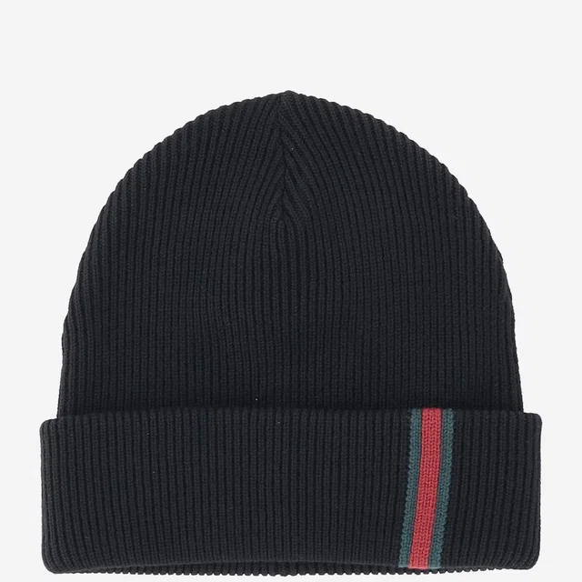 Gucci 834192 Wool Ribbed Knit Beanie — Black Beanies in Black Wool from HEWI
