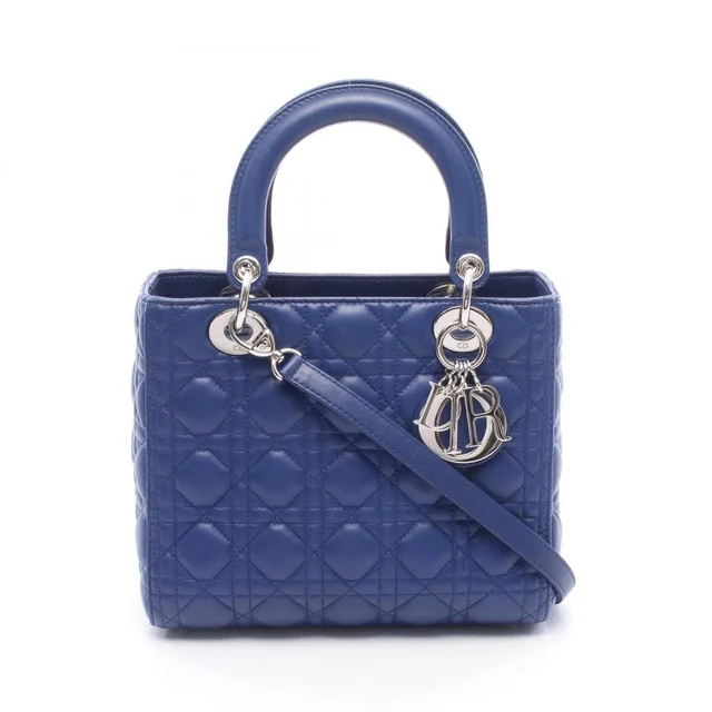 Lady Dior Cannage 2-Way Handbag, Leather, Women's, Blue in blue Leather from Poshmark, photo 1 of 1