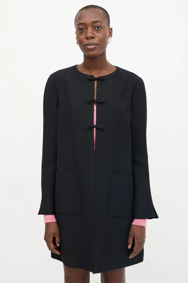 Miu Miu 2018 Wool & Silk Coat in Silk from VSP Consignment