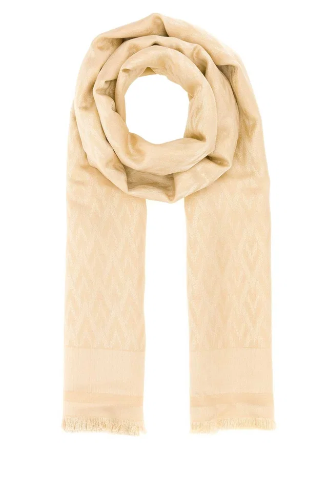 Valentino Garavani Toute Scarf — Cream Exterior: Silk Wool Scarfs in White Silk from HEWI