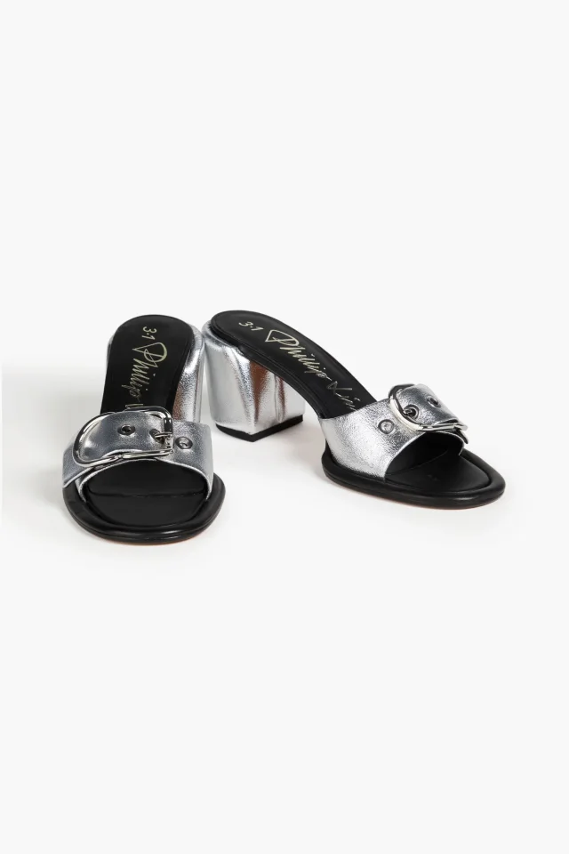 3.1 Phillip Lim Naomi 70 Buckled Pebbled-Leather Mules, photo 2 of 4 from THE OUTNET