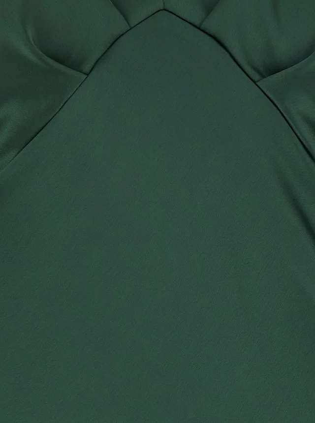 LEPLAIN Green Long Dress with V-Neck and Ruffles on the Front in Tech Fabric Women in Green 100% Polyester, photo 6 of 6 from Gaudenzi Boutique