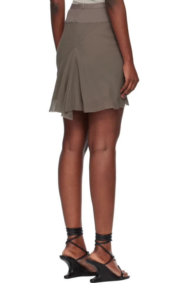Rick Owens Gray Temple Short Bias Miniskirt, photo 3 of 3 from SSENSE