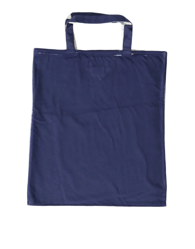 Prada Blue Jersey Fabric Logo Shoulder Shopping Tote Shopping Bag in Blue from HEWI, photo 4 of 5
