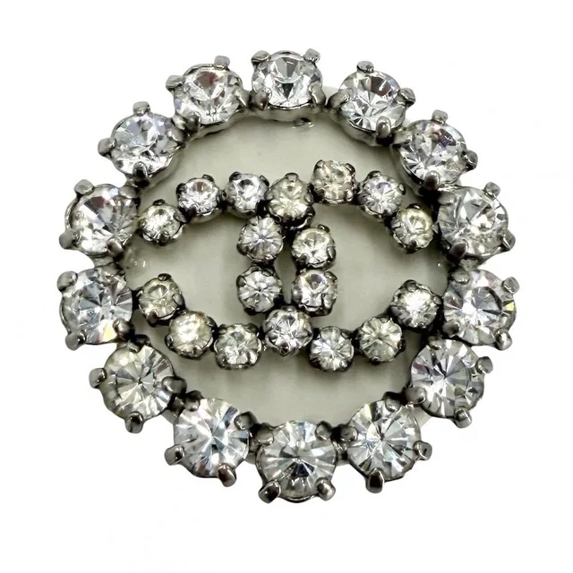 Chanel 00A Brooch Round CC Logo Rhinestone from The Reluxe