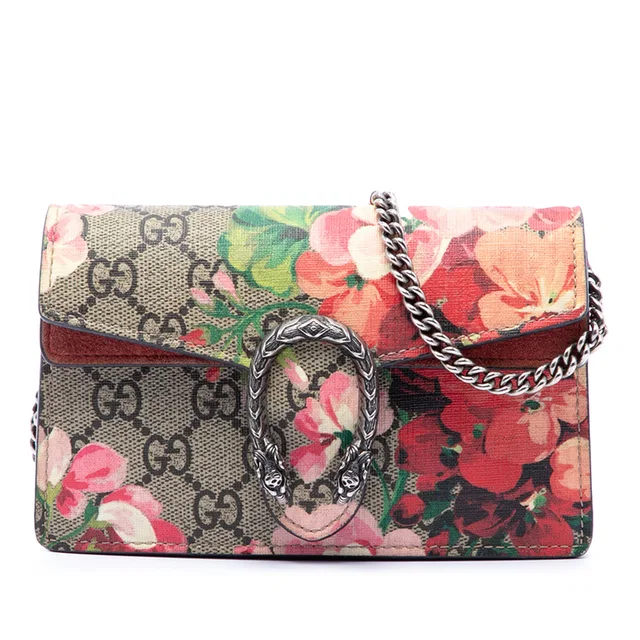Beige Gucci Mini GG Supreme Blooms Dionysus Crossbody in Beige Suede from Designer Revival