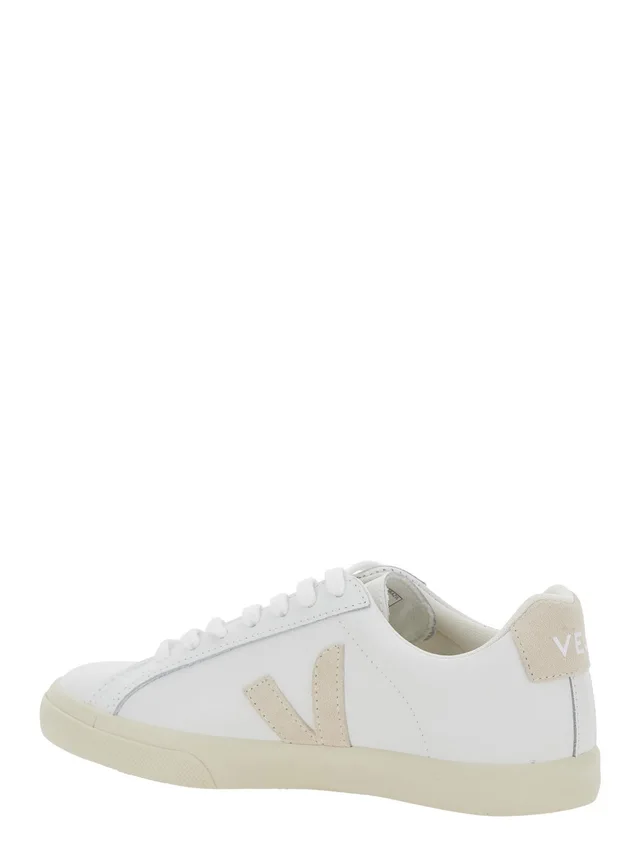 Veja Low Sneakers 'Esplar' White with Logo Detail on the Side and Logo Lettering on the Heel in Unisex Leather in White 100% Leather, photo 6 of 8 from Gaudenzi Boutique