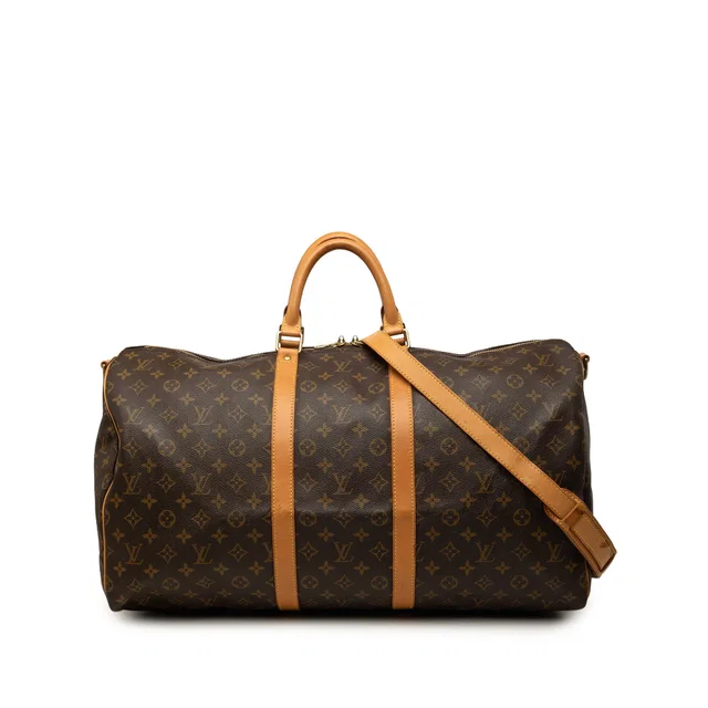 Brown Louis Vuitton Monogram Keepall Bandouliere 55 Travel Bag in Brown Coated canvas from Designer Revival