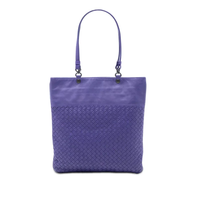 Purple Bottega Veneta Nappa Intrecciato Flat Tote in Purple Nappa leather from Designer Revival