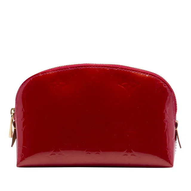 Red Louis Vuitton Monogram Vernis Cosmetic Pouch in Red Leather from Designer Revival
