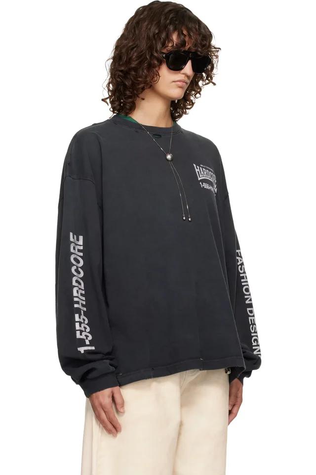 WILLY CHAVARRIA Black 'Hardcore' Buffalo L/S T-shirt, photo 3 of 4 from SSENSE