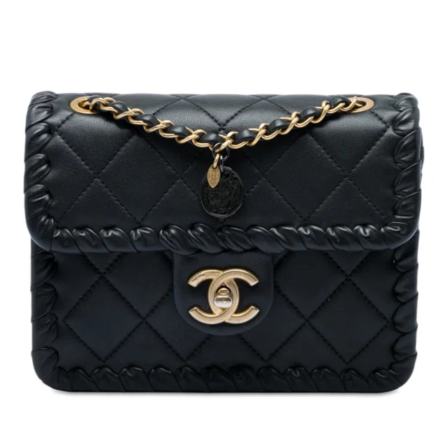 Black Chanel Mini CC Quilted Calfskin Braided My Own Frame Flap Crossbody Bag in Black Calfskin from Designer Revival