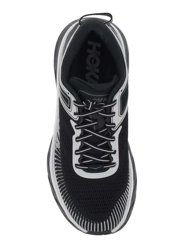 HOKA 'M Bondi 7' Black Sneaker Low Top with Logo on the Tongue and Perforated Design in Tech Fabric Unisex in Black, photo 6 of 7 from Gaudenzi Boutique