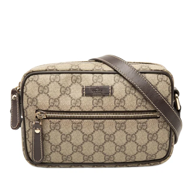 Beige Gucci GG Supreme Crossbody in Beige Coated canvas from Designer Revival