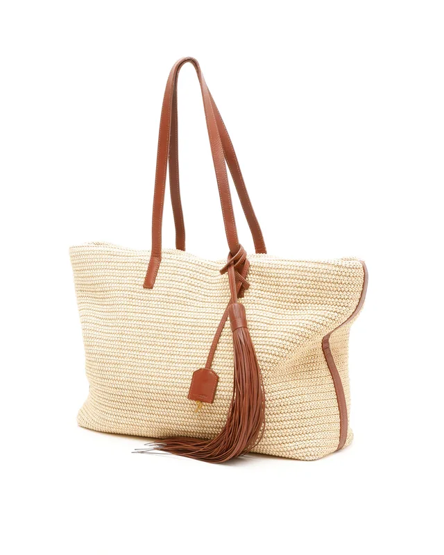 Saint Laurent East West Raffia Tote Bag in Raffia from A Retro Tale, photo 2 of 9