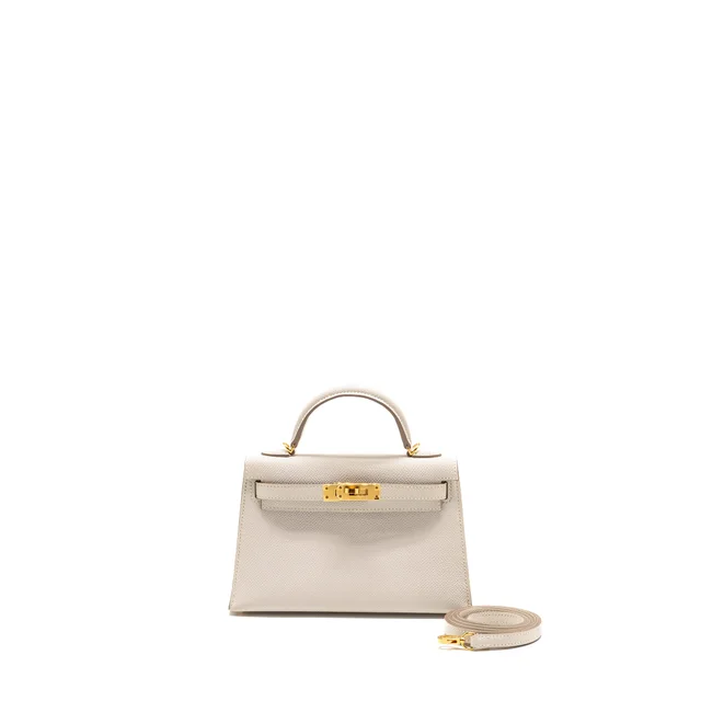 Hermès Mini Kelly II Epsom Gris Pale GHW Stamp W from EMIER