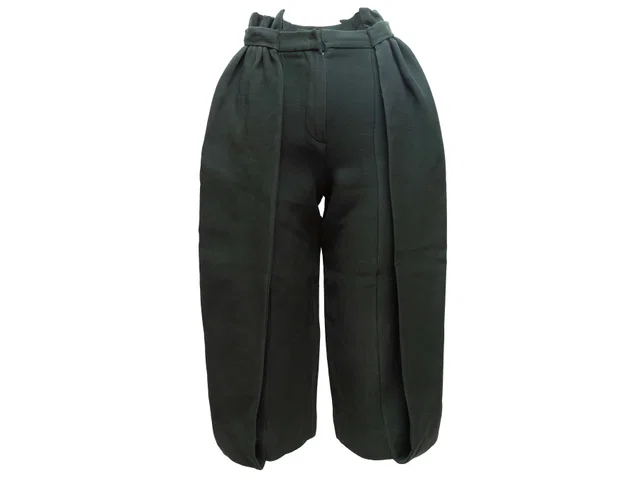 Dark Green Fendi Wool & Silk-Blend Balloon Trousers Size IT 38 in Green Silk from Designer Revival