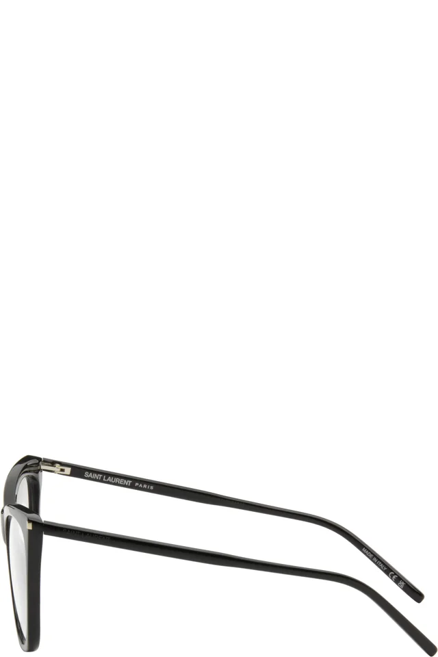 Saint Laurent Black SL 214 Kate Thin Glasses, photo 3 of 4 from SSENSE