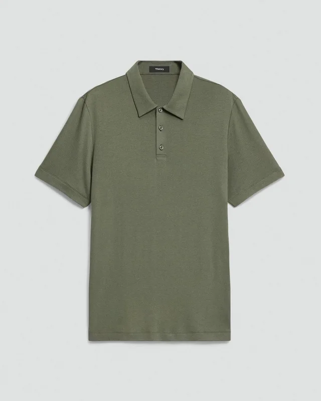 Theory Bron Polo Shirt in Anemone Modal Jersey in LIGHT IVY 67% Modal, 30% Polyester, 3% Spandex, photo 6 of 12 from Theory