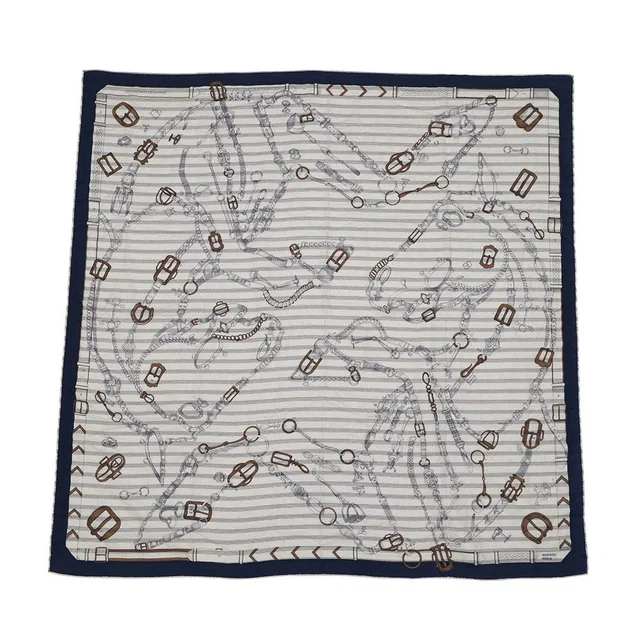 Hermès Giant Square Cheval des Chénées Size 140 Marine/Natural Cashmere70% Silk30% in Beige from GALLERY RARE