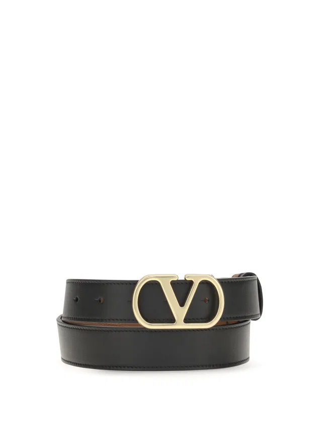 Valentino Garavani Reversible Calf Leather Belt — Black Bos Taurus in Black Calfskin from HEWI