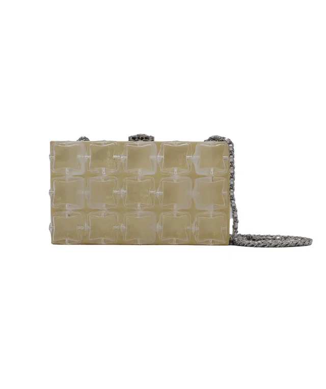 Chanel Ice Cube Clutch Bag Metallic silver Lambskin Silver hardware Series 14261040 in Silver Lambskin from Luxury Promise