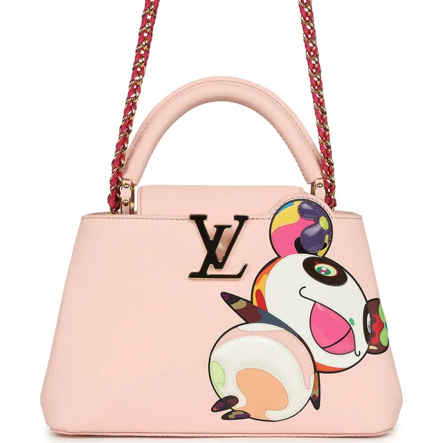 Louis Vuitton X Takashi Murakami Panda Capucines BB Opal Pink Taurillon Leather Gold Hardware in Pink Leather from Madison Avenue Couture