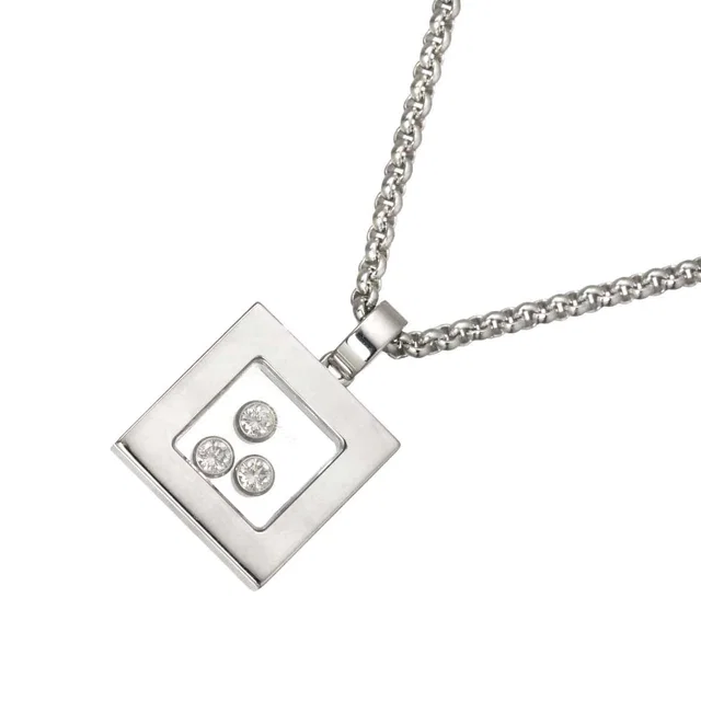 Chopard Happy Diamond Square Necklace 18K White Gold 750 90319226 in White from Luxury Promise