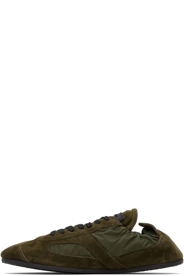 Proenza Schouler Khaki Nylon & Calfsuede Soft Track Sneakers, photo 3 of 5 from SSENSE