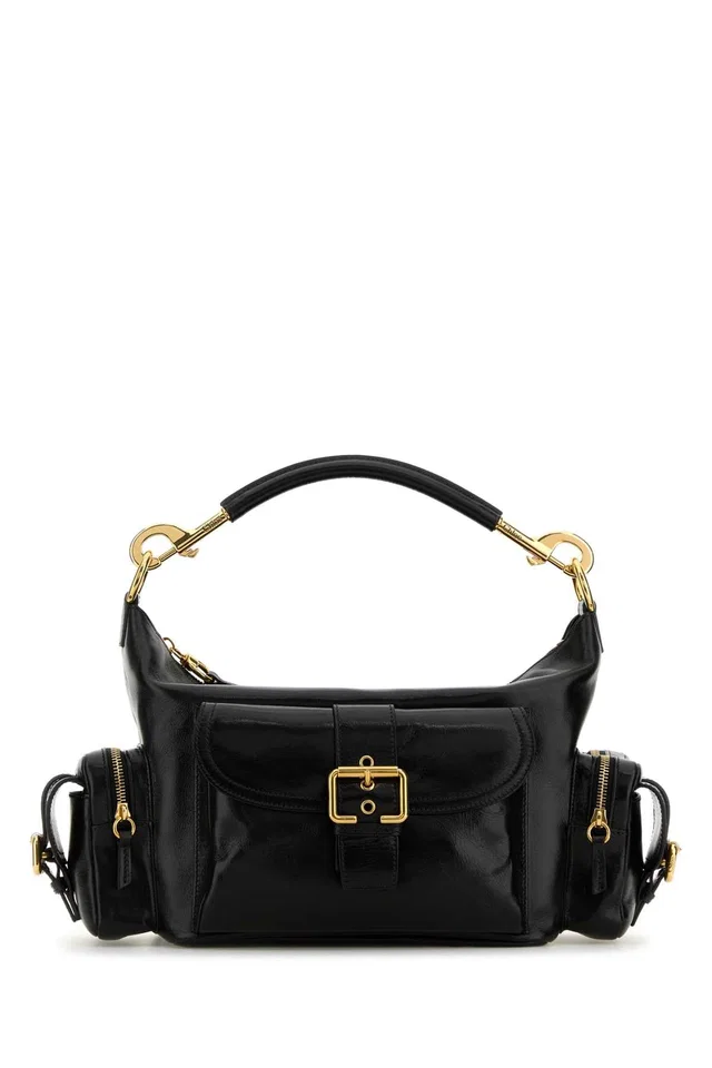 Chloé Structured Leather Shoulder Bag — Black in Black Leather from HEWI