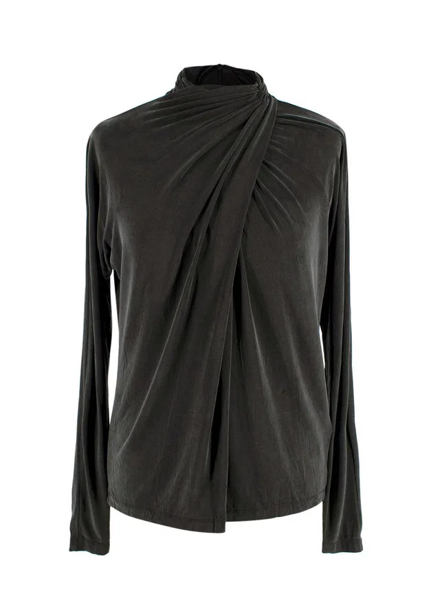 GANNI Charcoal Draped Long Sleeve Top from HEWI