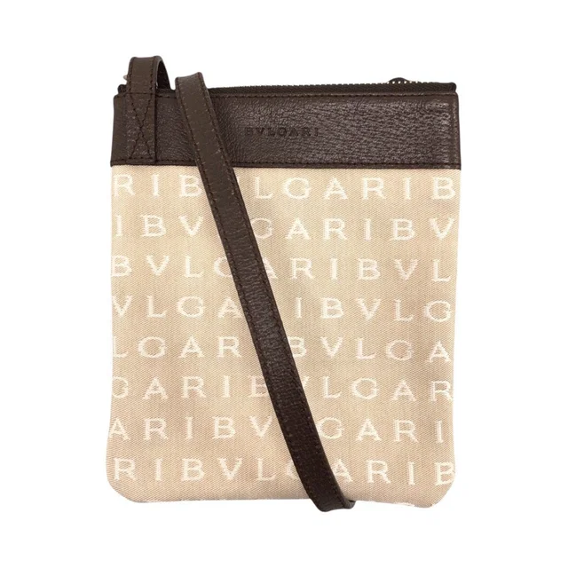 Bvlgari Logo Mania Canvas Leather Shoulder Bag in Canvas from LuxUness