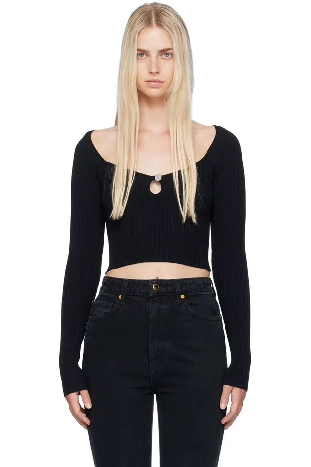 Moschino Jeans Black Cutout Sweater, image 1 of 1 from SSENSE