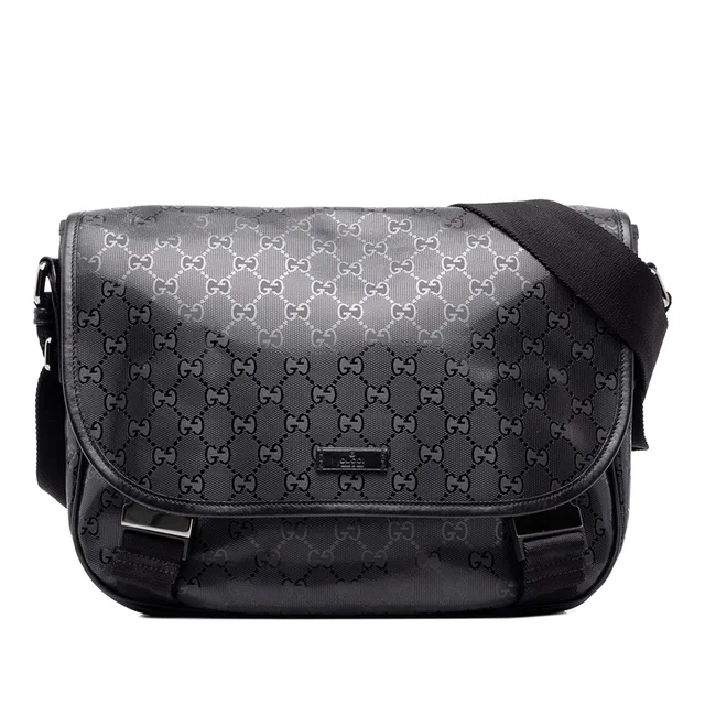 Black Gucci GG Imprime Crossbody in Black Coated canvas from Designer Revival