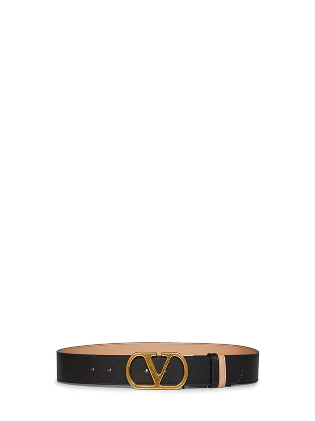 Valentino Garavani Reversible Leather Belt — Black Calf in Black Leather from HEWI