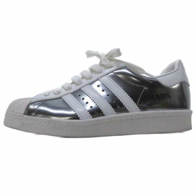 Prada Adidas Sneakers Super Star Silver Metallic Colored in Silver from The Reluxe