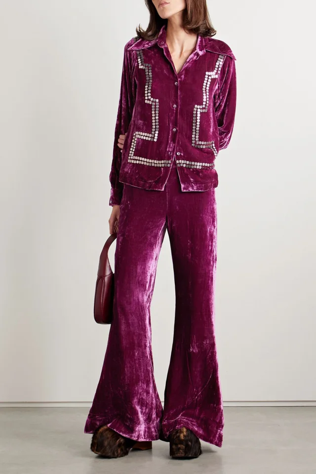 Alix of Bohemia Charlie Crushed-Velvet Flared Pants, photo 2 of 5 from THE OUTNET