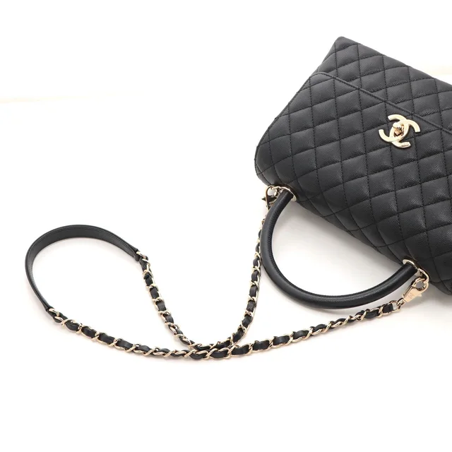 Chanel Coco Handle 29 Black Gold Caviar 2-Way Shoulder Bag in Black Caviar leather from The Reluxe, photo 2 of 2